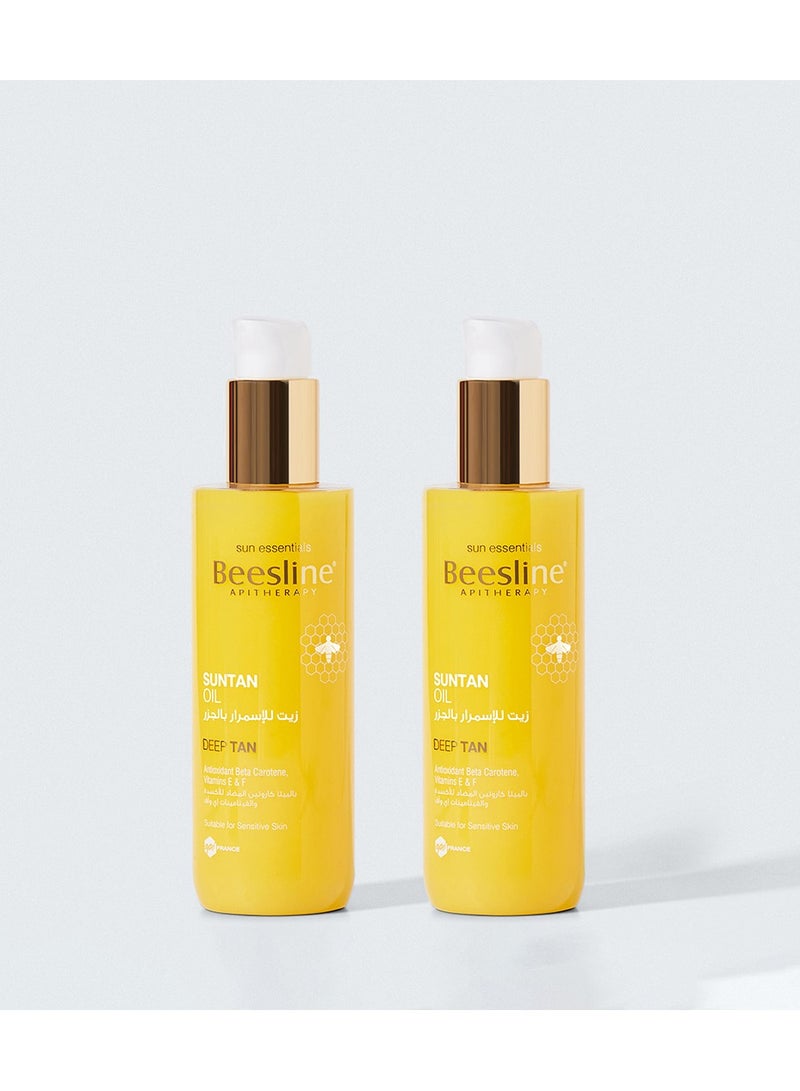 بيزلين زيت تسمير الجسم باللون الأصفر، عبوة من قطعتين