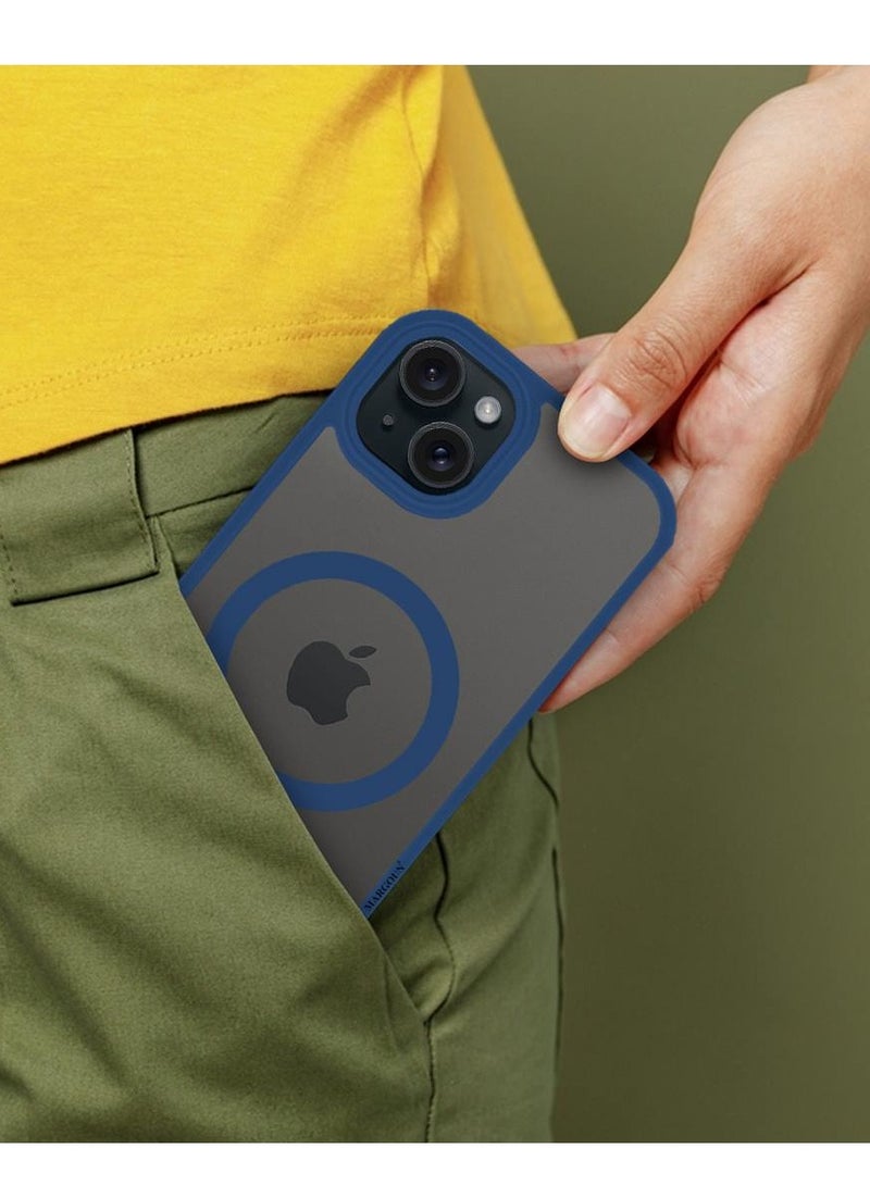 مارجون غطاء حماية كامل للكاميرا الخلفية لجهاز آيفون 15 وزوايا معززة مقاومة للخدش يدعم الشحن المغناطيسي جسم شفاف - Image 3