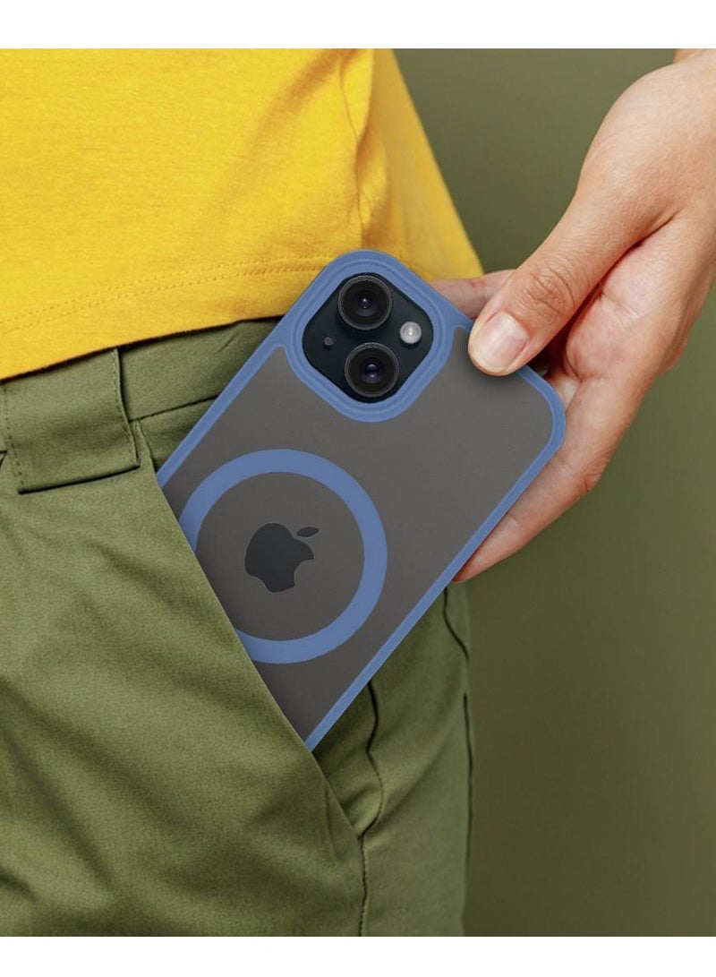 مارجون غطاء حماية كامل للكاميرا الخلفية لجهاز iPhone 15 وزوايا معززة مقاومة للخدش يدعم الشحن المغناطيسي جسم شفاف - Image 3