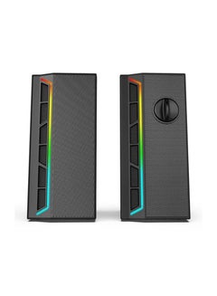 ريدراجون مكبرات صوت للكمبيوتر المكتبي GS580 RGB، 2.0 قناة معززة للصوت والتحكم في مستوى الصوت مع كابل 3.5 ملم - أسود  - Image 2