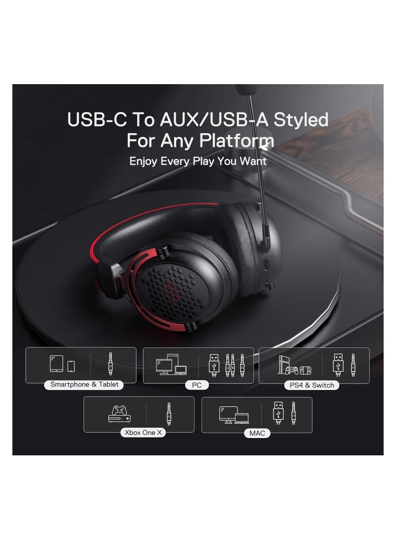 REDRAGON - Diomedes Wired Gaming Headset H386 - 7.1 Surround Sound - 53MM Drivers - Detachable Microphone - Multi Platforms Headphone - USB/AUX 3.5mm Compatible with PC, PS4/3 & Xbox One/Series X, NS - Image 1