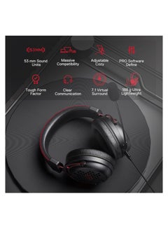 REDRAGON Diomedes Wired Gaming Headset H386 - 7.1 Surround Sound - 53MM Drivers - Detachable Microphone - Multi Platforms Headphone - USB/AUX 3.5mm Compatible with PC, PS4/3 & Xbox One/Series X, NS  - Image 4