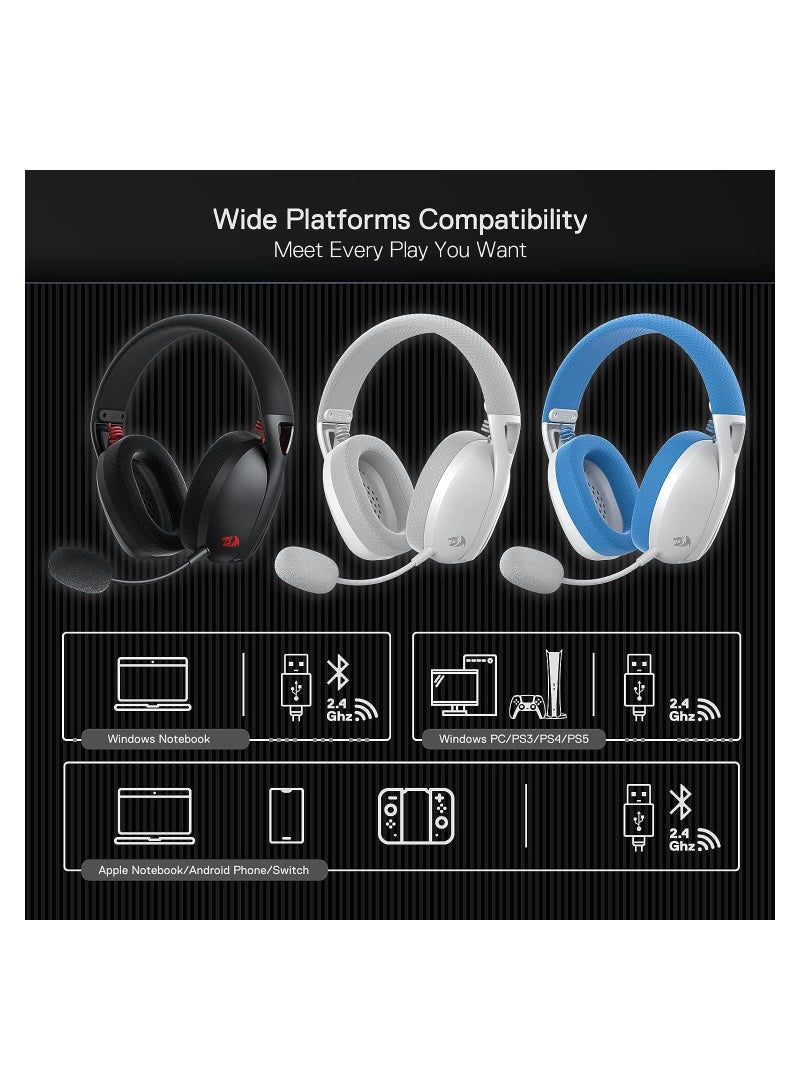 REDRAGON - H848 Bluetooth Wireless Gaming Headset - Lightweight  - 40MM Drivers - Detachable Microphone - Multi Platforms for PC, PS5/4/3, NS, Mobile - Image 1
