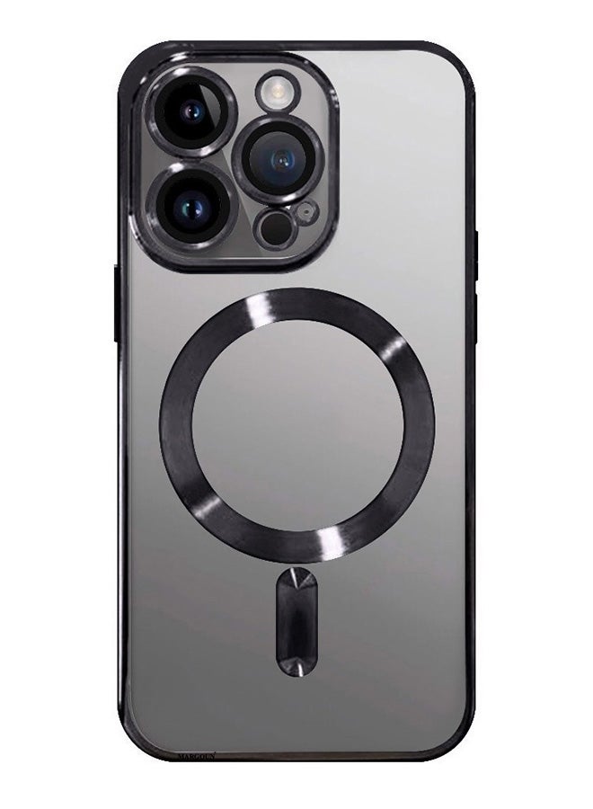 MARGOUN Electroplated Magnetic Case Cover for Apple iPhone 15 Pro Max, Protective Case Fashionable, Full Cover, Shockproof, Magnetic Ring - Black - Image 1