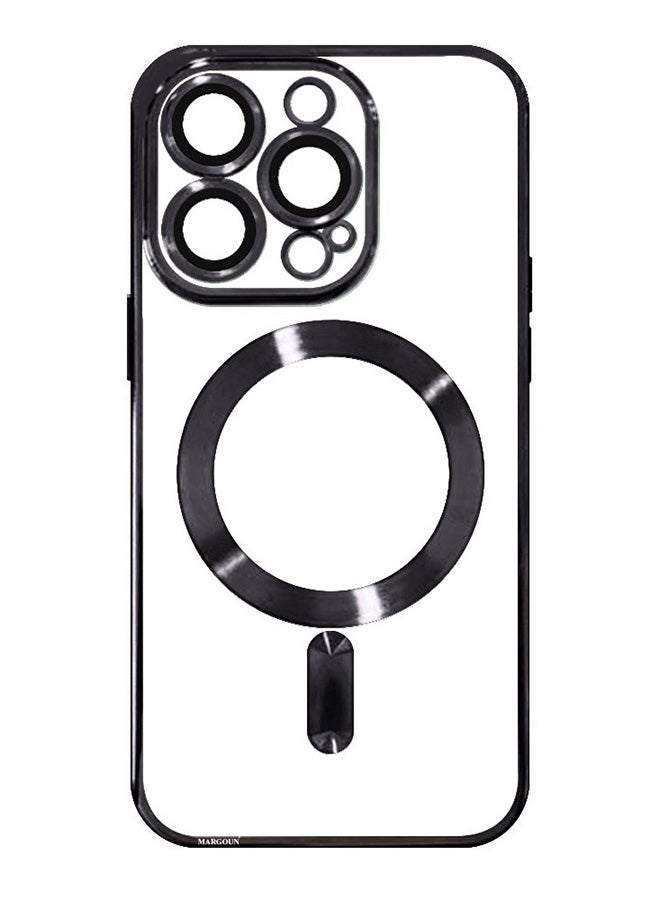 MARGOUN Electroplated Magnetic Case Cover for Apple iPhone 15 Pro Max, Protective Case Fashionable, Full Cover, Shockproof, Magnetic Ring - Black - Image 2