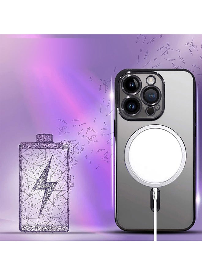 MARGOUN Electroplated Magnetic Case Cover for Apple iPhone 15 Pro Max, Protective Case Fashionable, Full Cover, Shockproof, Magnetic Ring - Black - Image 3