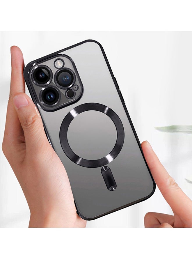 MARGOUN Electroplated Magnetic Case Cover for Apple iPhone 15 Pro Max, Protective Case Fashionable, Full Cover, Shockproof, Magnetic Ring - Black - Image 4