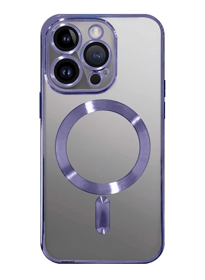 MARGOUN Electroplated Magnetic Case Cover for Apple iPhone 15 Pro Max, Protective Case Fashionable, Full Cover, Shockproof, Magnetic Ring - Purple - Image 1