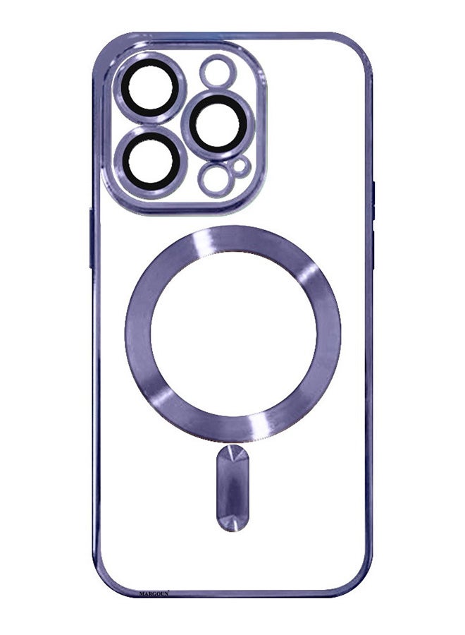 MARGOUN Electroplated Magnetic Case Cover for Apple iPhone 15 Pro Max, Protective Case Fashionable, Full Cover, Shockproof, Magnetic Ring - Purple - Image 2