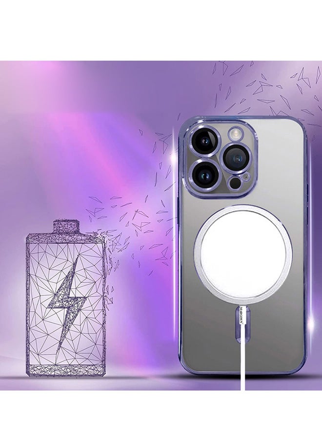 MARGOUN Electroplated Magnetic Case Cover for Apple iPhone 15 Pro Max, Protective Case Fashionable, Full Cover, Shockproof, Magnetic Ring - Purple - Image 4