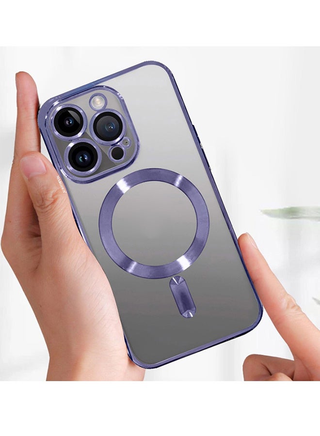 MARGOUN Electroplated Magnetic Case Cover for Apple iPhone 15 Pro Max, Protective Case Fashionable, Full Cover, Shockproof, Magnetic Ring - Purple - Image 3