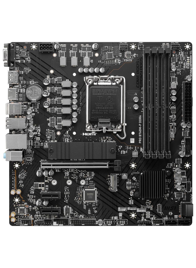 MSI - PRO B760M-P DDR4 ProSeries Motherboard Supports 12th 13th Gen Intel Processors LGA 1700 PCIe 4.0 M.2 Gbps LAN, USB 3.2 Gen2 mATX - Image 1