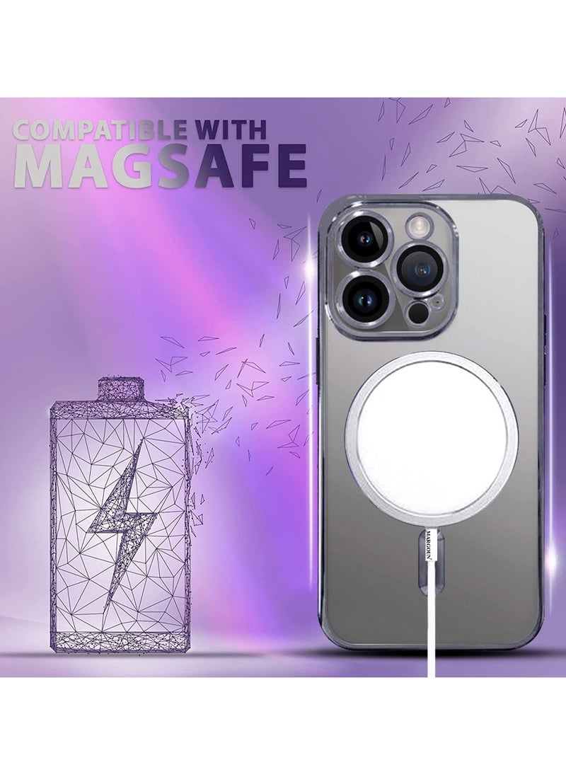 مارجون جراب حماية لهاتف iPhone 15 Pro Max عصري مطلي بالكهرباء مع شفط مغناطيسي وغطاء كامل مقاوم للصدمات مع حلقات مغناطيسية - Image 3