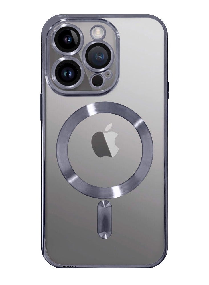 مارجون جراب حماية لهاتف iPhone 15 Pro Max عصري مطلي بالكهرباء مع شفط مغناطيسي وغطاء كامل مقاوم للصدمات مع حلقات مغناطيسية - Image 1