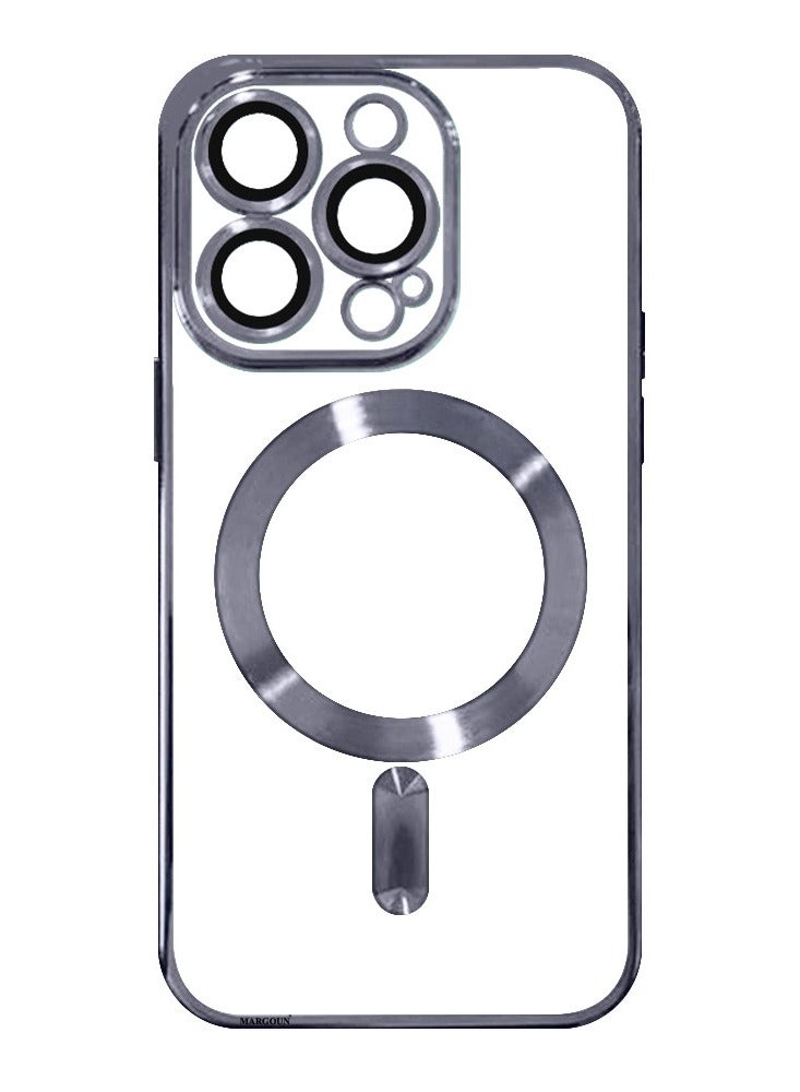 مارجون جراب حماية لهاتف iPhone 15 Pro Max عصري مطلي بالكهرباء مع شفط مغناطيسي وغطاء كامل مقاوم للصدمات مع حلقات مغناطيسية - Image 2