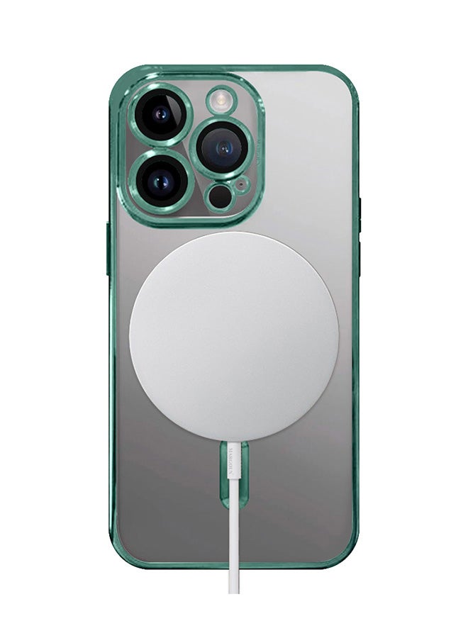 MARGOUN Electroplated Magnetic Case Cover For Apple Iphone 15 Pro Max, Protective Case Fashionable, Full Cover, Shockproof, Magnetic Ring - Green  - Image 3