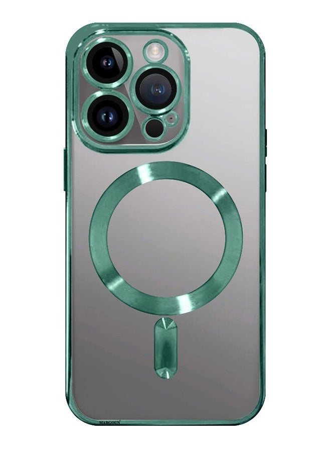 MARGOUN Electroplated Magnetic Case Cover for Apple iPhone 15 Pro Max, Protective Case Fashionable, Full Cover, Shockproof, Magnetic Ring - Green - Image 1