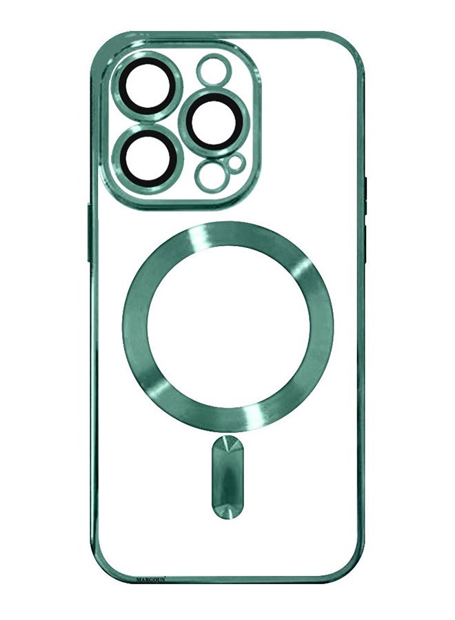 MARGOUN Electroplated Magnetic Case Cover for Apple iPhone 15 Pro Max, Protective Case Fashionable, Full Cover, Shockproof, Magnetic Ring - Green - Image 2