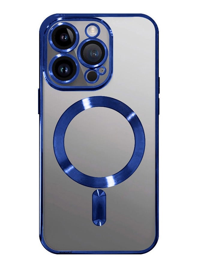 MARGOUN Electroplated Magnetic Case Cover for Apple iPhone 15 Pro Max, Protective Case Fashionable, Full Cover, Shockproof, Magnetic Ring - Dark Blue - Image 1