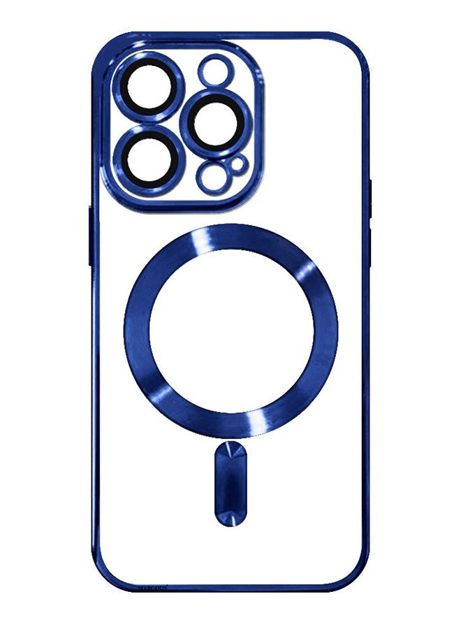 MARGOUN Electroplated Magnetic Case Cover for Apple iPhone 15 Pro Max, Protective Case Fashionable, Full Cover, Shockproof, Magnetic Ring - Dark Blue - Image 2