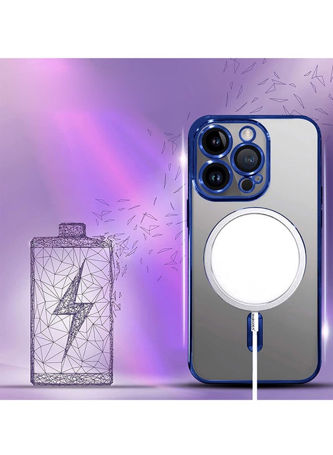 MARGOUN Electroplated Magnetic Case Cover for Apple iPhone 15 Pro Max, Protective Case Fashionable, Full Cover, Shockproof, Magnetic Ring - Dark Blue - Image 3