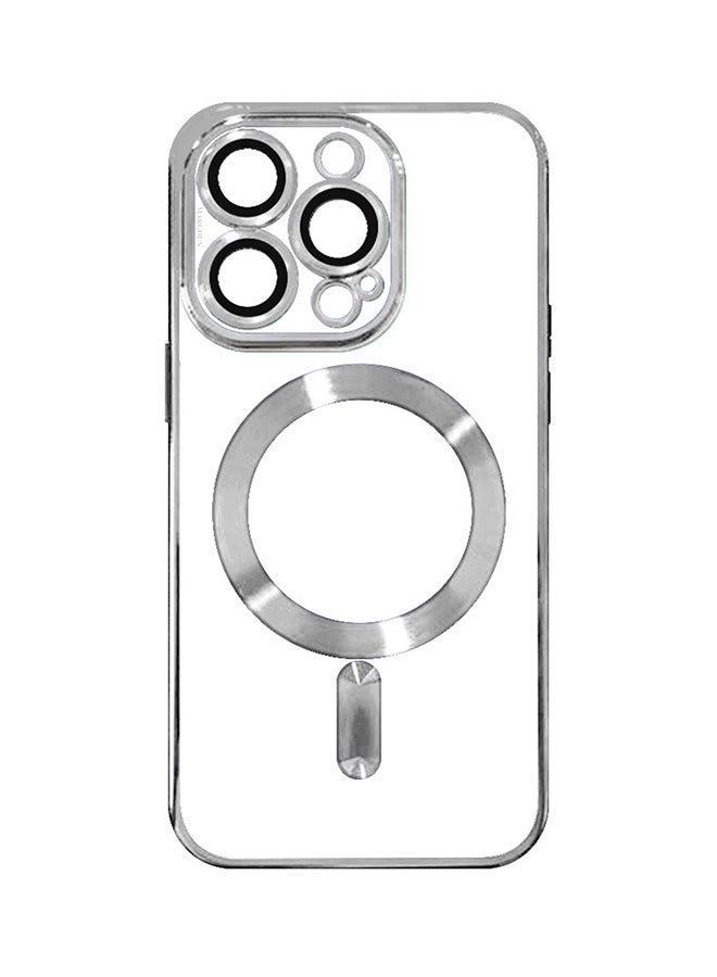 MARGOUN Electroplated Magnetic Case Cover For Apple Iphone 15 Pro Max, Protective Case Fashionable, Full Cover, Shockproof, Magnetic Ring - Silver - Image 5