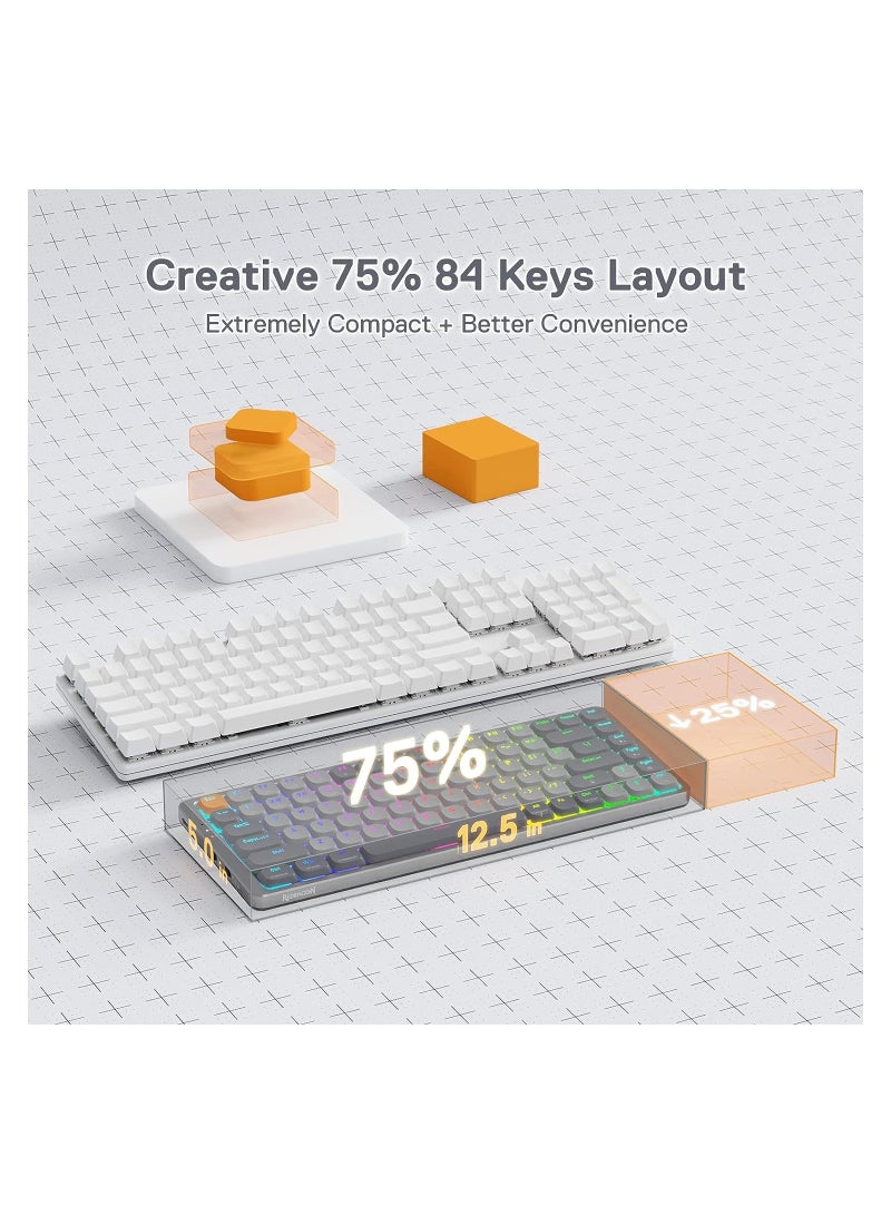 REDRAGON - K652 75% Wireless RGB Mechanical Keyboard Red Switch - Image 1