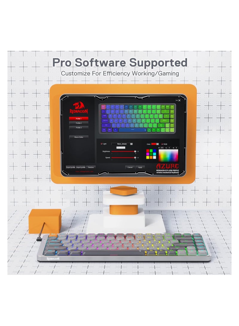 REDRAGON - K652 75% Wireless RGB Mechanical Keyboard Red Switch - Image 1