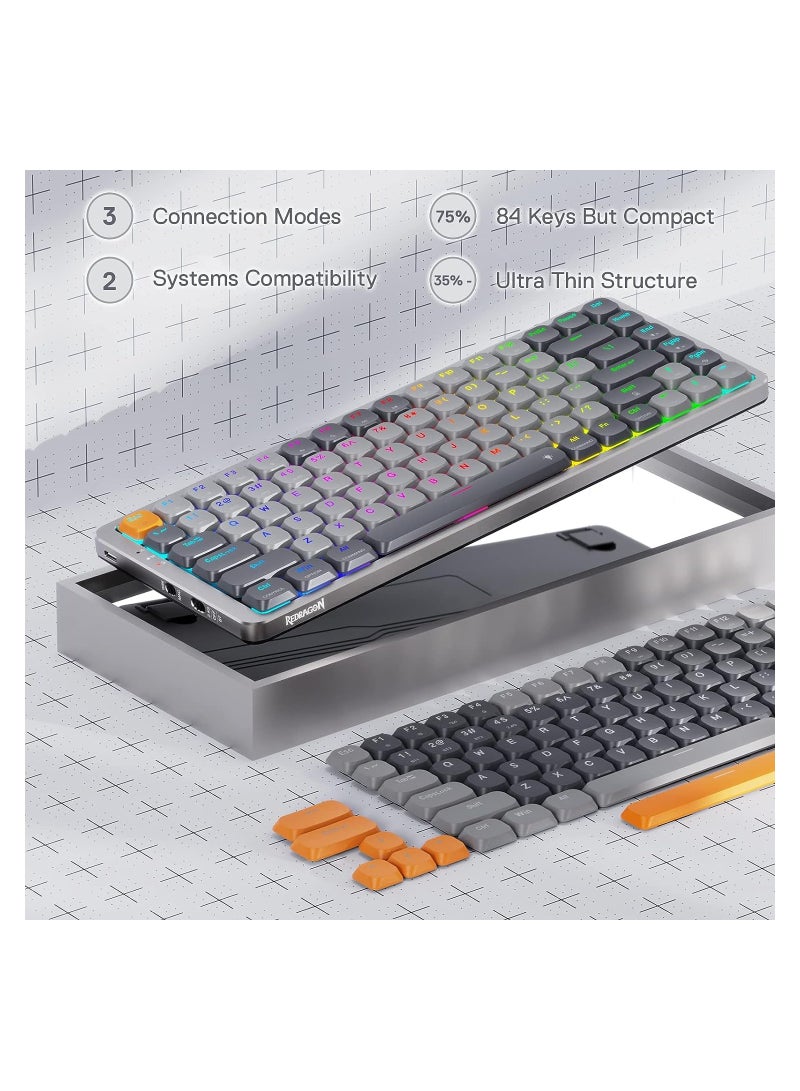 REDRAGON - K652 75% Wireless RGB Mechanical Keyboard Red Switch - Image 1