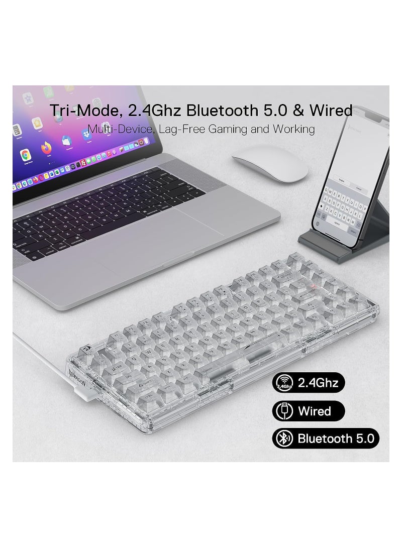 REDRAGON - K649 PRO 78% Wireless Gasket RGB Gaming Keyboard ,Translucent Custom Switch - Image 1