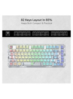 REDRAGON K649 PRO 78% Wireless Gasket RGB Gaming Keyboard ,Translucent Custom Switch  - Image 4