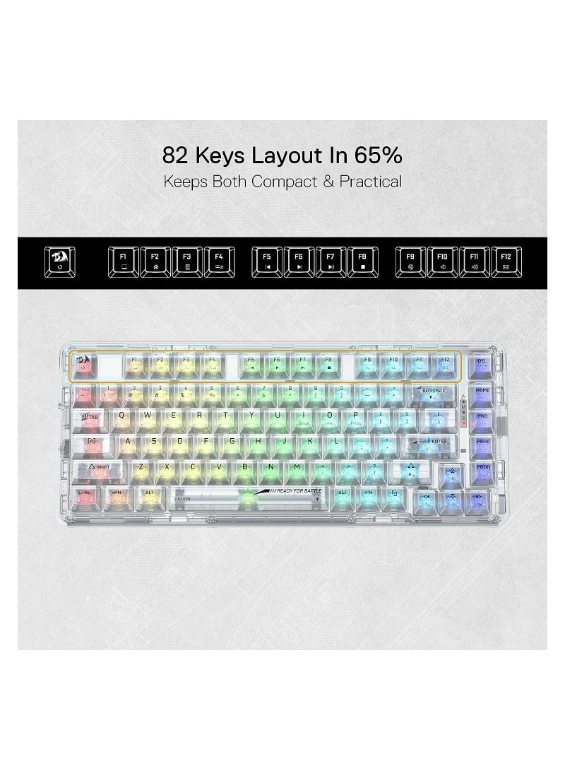 REDRAGON - K649 PRO 78% Wireless Gasket RGB Gaming Keyboard ,Translucent Custom Switch - Image 1
