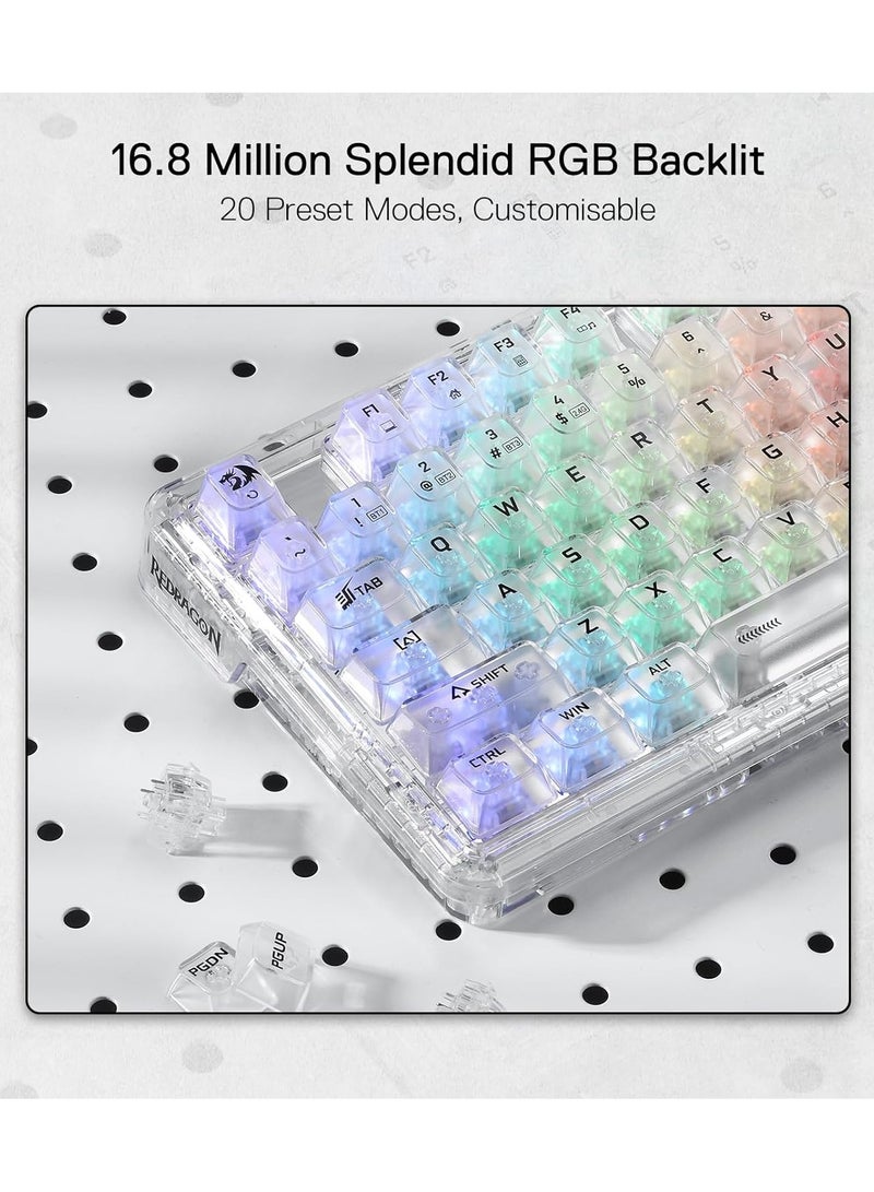 REDRAGON - K649 PRO 78% Wireless Gasket RGB Gaming Keyboard ,Translucent Custom Switch - Image 1