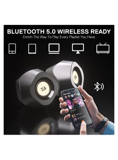 REDRAGON GS590 Wireless RGB Desktop Speakers, 2.0 Channel PC Stereo Speakers with BT 5.0/USB AUX Port, Enhanced Sound and Inline Control, Rhythmic Sync Backlight  - Image 4