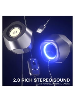 REDRAGON GS590 Wireless RGB Desktop Speakers, 2.0 Channel PC Stereo Speakers with BT 5.0/USB AUX Port, Enhanced Sound and Inline Control, Rhythmic Sync Backlight  - Image 5