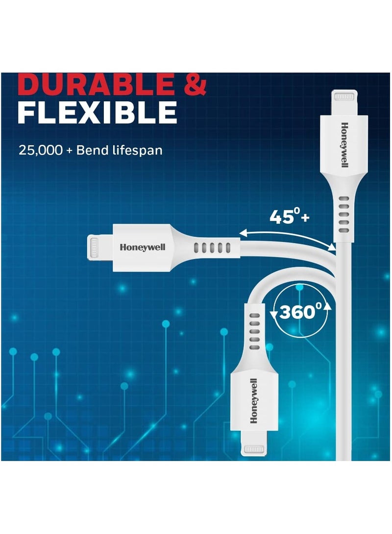 Honeywell Type C To Lightning Cable 1.8Mtr Mfi Certified Compatible With Iphone 14/13/12/11 Series Ipad Ipod Upto 87W Pd White White - Image 5