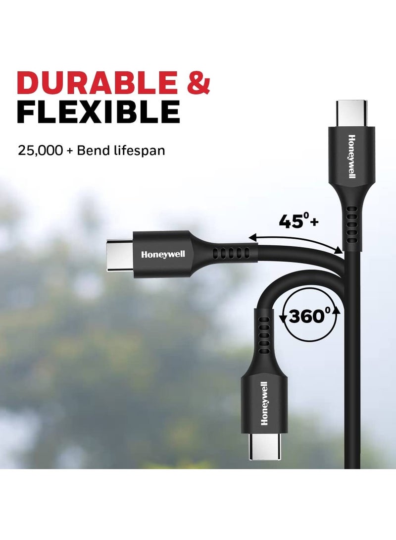 Honeywell - Type C To Type C Usb 3.1 Cable 1.8Mtr Compatible With Iphone 15/16 Series Google Pixel Samsung And Oneplus Upto 100W Pd Black Black - Image 1