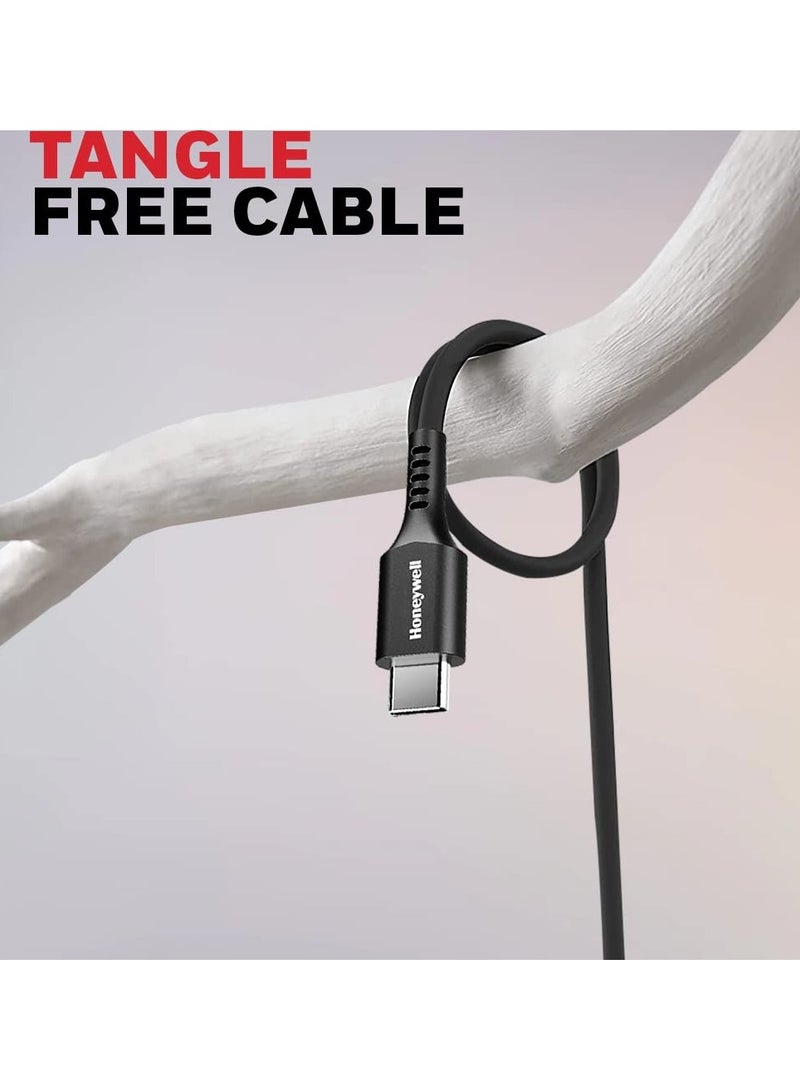 Honeywell - Type C To Type C Usb 3.1 Cable 1.8Mtr Compatible With Iphone 15/16 Series Google Pixel Samsung And Oneplus Upto 100W Pd Black Black - Image 1