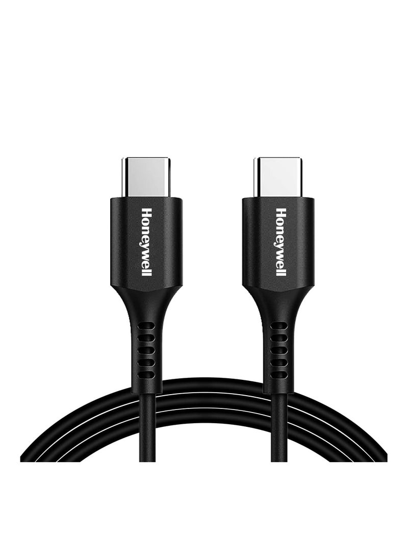 Honeywell Type C To Type C Cable 1.8Mtr Tangle Free Compatible With Iphone 16/15 Google Pixel Samsung And Oneplus Upto 60W Pd Black Black - Image 1