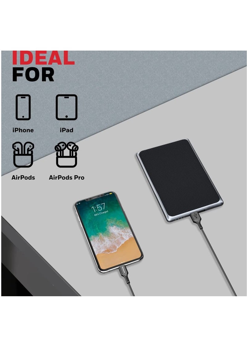Honeywell - iPhone Lightning Cable 1.8mtr MFI Certified Compatible With iphone 14/13/12/11 Series, ipad, ipod Upto 480mbps Transfer Speed - Black - Image 1