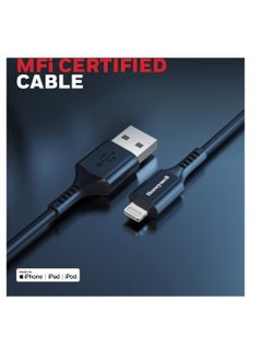 iPhone Lightning Cable 1.8mtr MFI Certified Compatible With iphone 14/13/12/11 Series, ipad, ipod Upto 480mbps Transfer Speed - Black