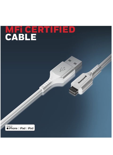 Iphone Lightning Cable 1.8Mtr Mfi Certified Compatible With Iphone 14/13/12/11 Series Ipad Ipod Upto 480Mbps Transfer Speed White White