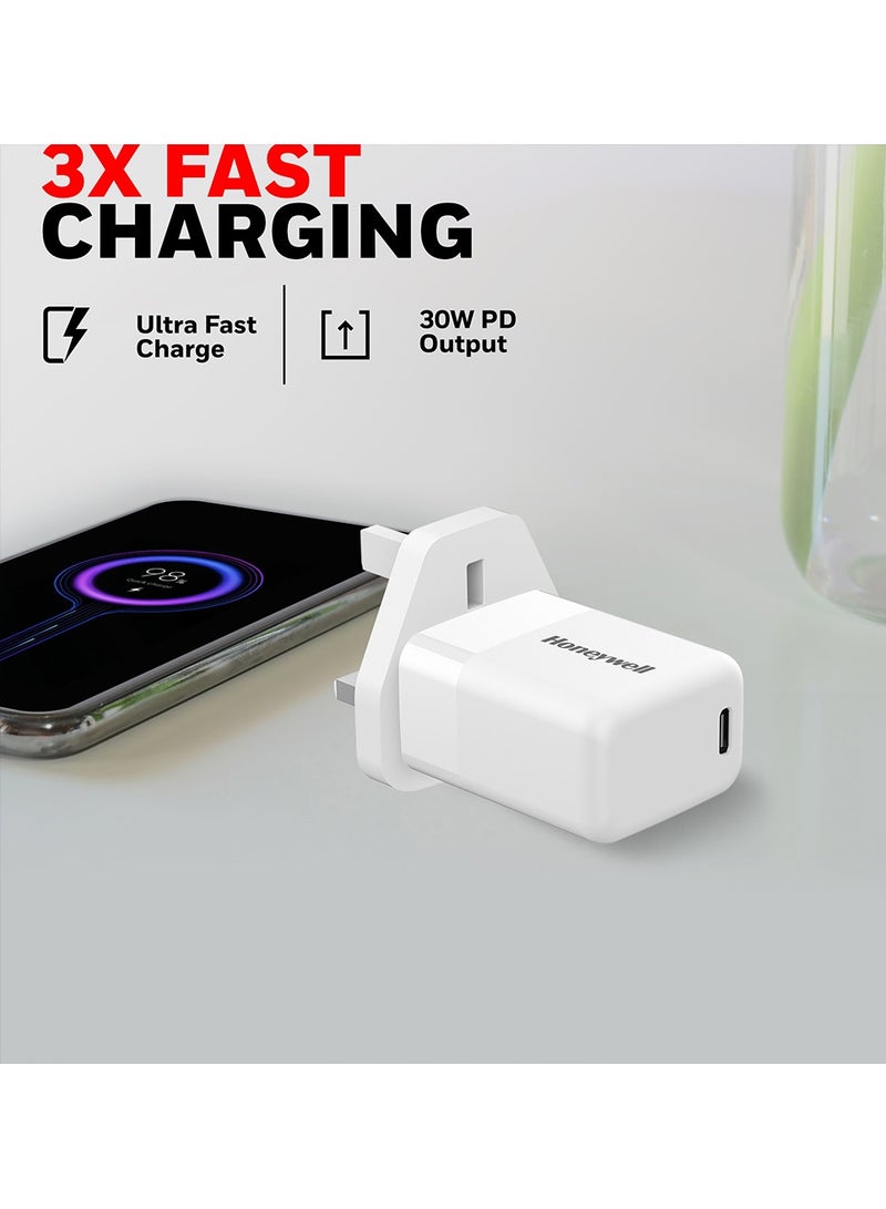 PD 30W Ultra-Fast USB-C Charger For iPhone 16/15/14/13/12/11, ipad, Google Pixel, Samsung Galaxy And Oneplus, 3 Yrs Manufacturer Warranty White - pnsku/N70004048V/45/_/1695654046/818708ec-3283-4b30-8196-2e7afbeca62f