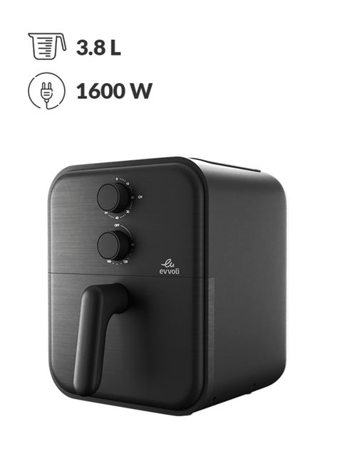 4L Air Fryer, Compact Design, Fast Crispy Cooking, Roast, Bake & Reheat, Adjustable Temperature & Timer 4 L 1600 W EVKA-AF3801B Black