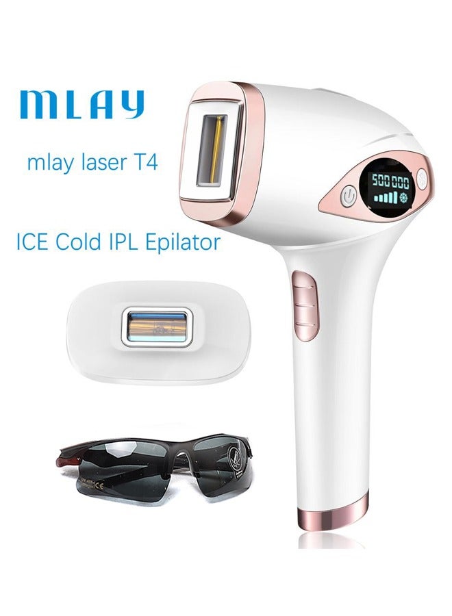 ملاي إزالة الشعر بتقنية IPL T4 بدون ألم، إزالة بالليزر مع نظام تبريد، 500000 ومضة، جهاز إزالة دائم للنساء والرجال - Image 1
