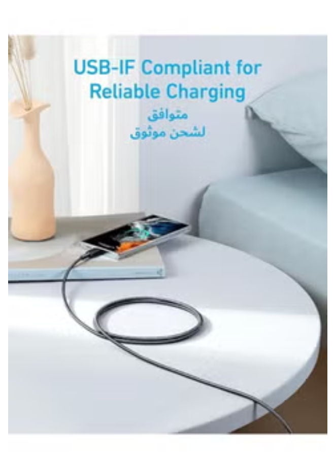 Anker - Anker 322, 1.8M 6ft 60W USB-C To USB-C Cable Braided - Black - Image 1