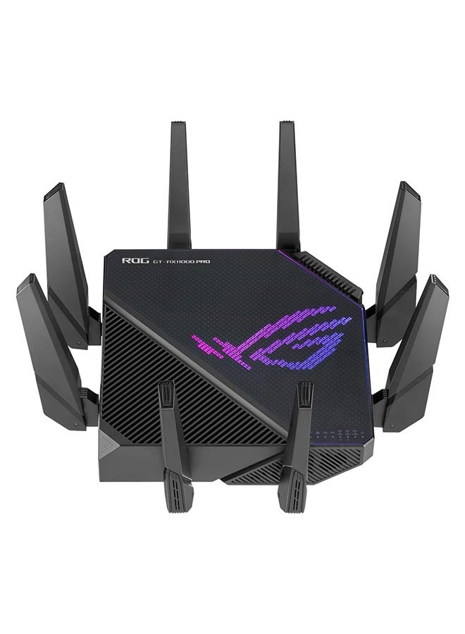 ASUS - ROG Rapture GT-AX11000 Pro Tri-Band WiFi 6 Gaming Router, 2.5G Port, 10G Port, Quad-core 2.0 GHz CPU, UNII4, 3-Level Game Acceleration, Internet Security, AiMesh Support | 901G0720-MU2A00 Black - Image 1