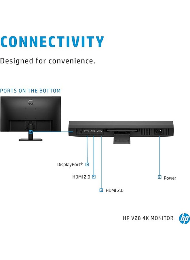 HP - V28 4K UHD Diagonal Display,3840x2160 at 60 Hz,and 1ms,8WH58AS Black - Image 1