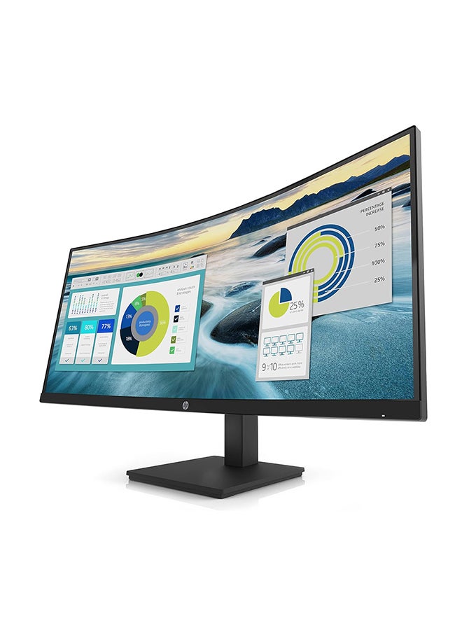 HP - P34HC G4 WQHD USB-C 34" Curved Monitor, WQHD (3440 x 1440) VA Display, 100 Hz Refresh Rate, 5ms Response Time, 85% NTSC, Height Adjustable, DisplayPort, HDMI & USB Type-C, 21Y56AS#ABV Black - Image 1