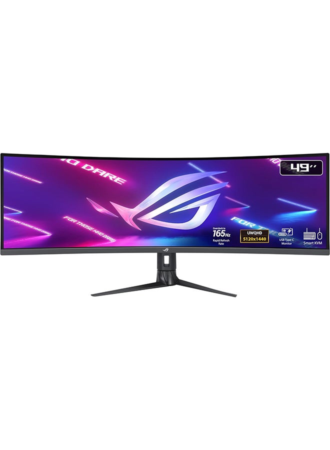 ASUS - 49 inch ROG Strix XG49WCR Super Ultra-wide Gaming Monitor Double QHD, 32:9 (5120 x 1440), Curved, 165Hz OC (above 144Hz), ELMB Sync, DisplayHDR 600, USB Type-C, Smart KVM Black - Image 1